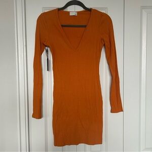 Wilfred orange ribbed bodycon dress